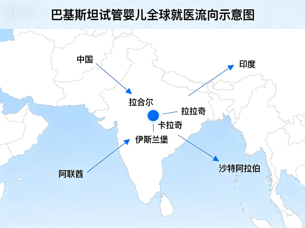 巴基斯坦试管婴儿全球就医流向示意图