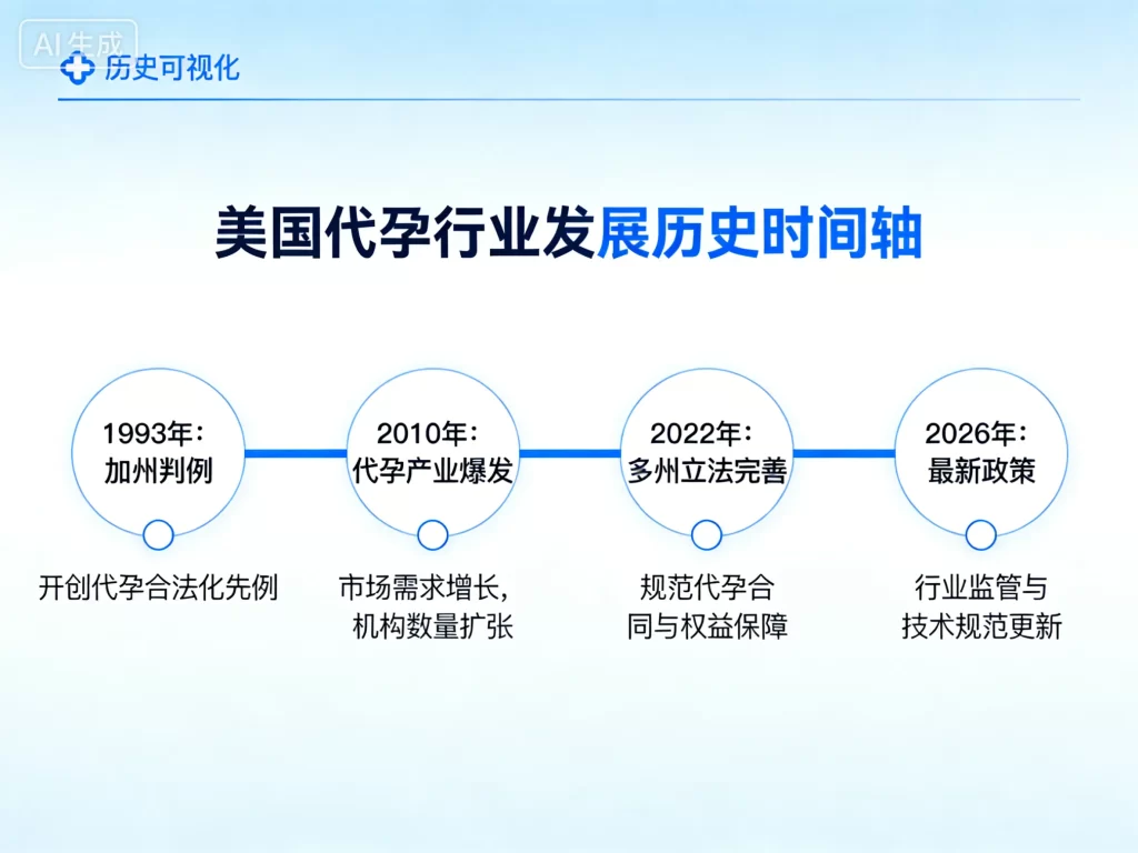 美国代孕行业发展历史时间轴图