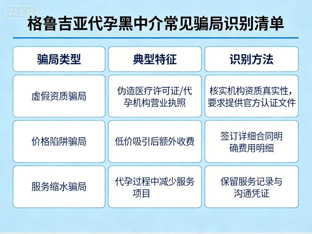 格鲁吉亚代孕黑中介常见骗局识别清单图