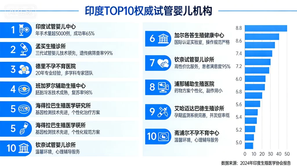 印度主要城市试管机构分布地图