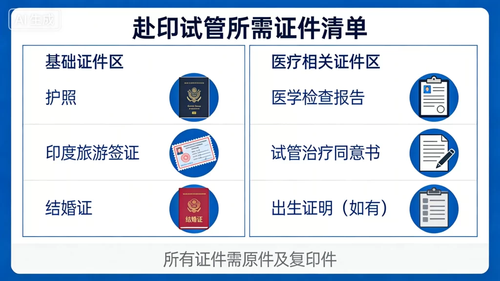 赴印试管所需证件清单示意图