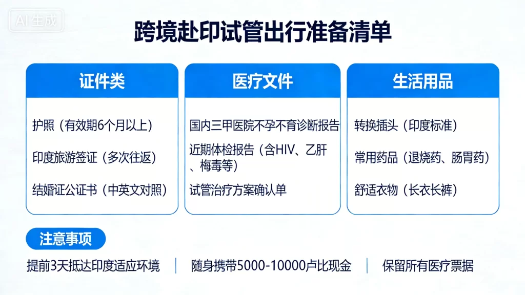 跨境赴印试管出行准备清单
