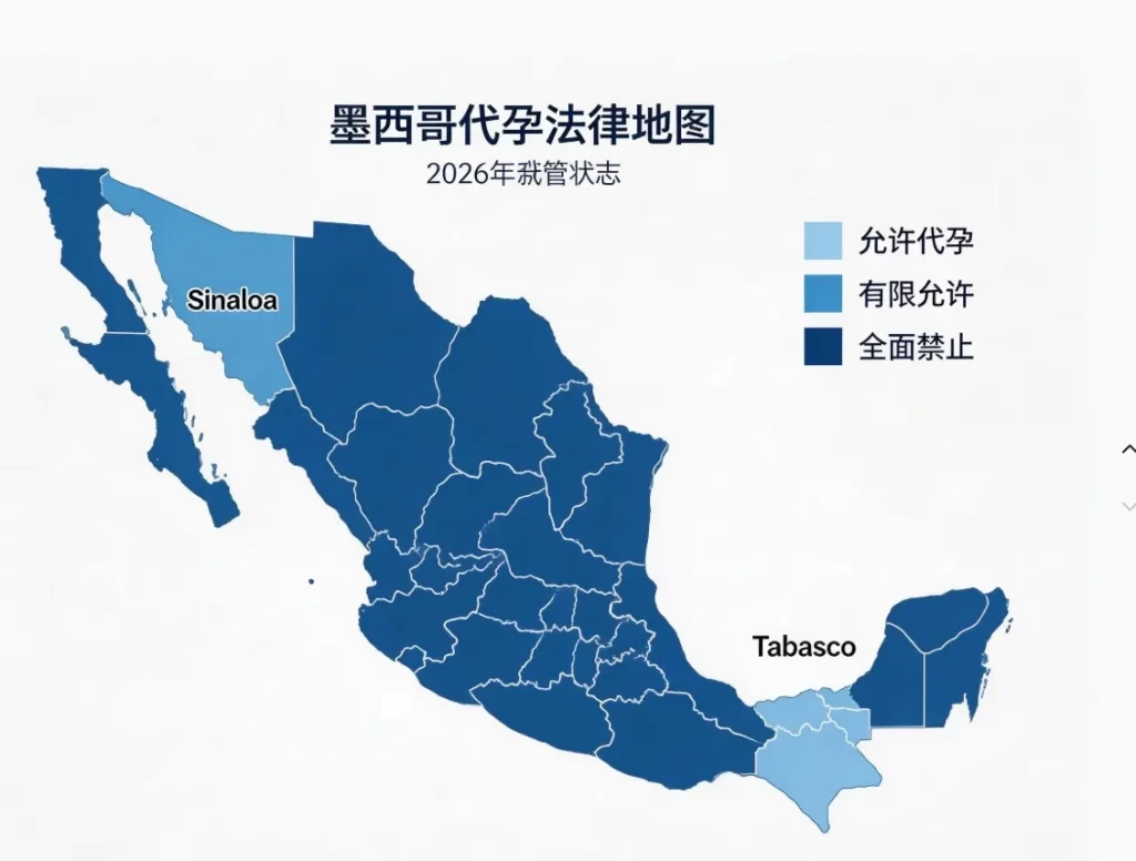 墨西哥代孕法律地图