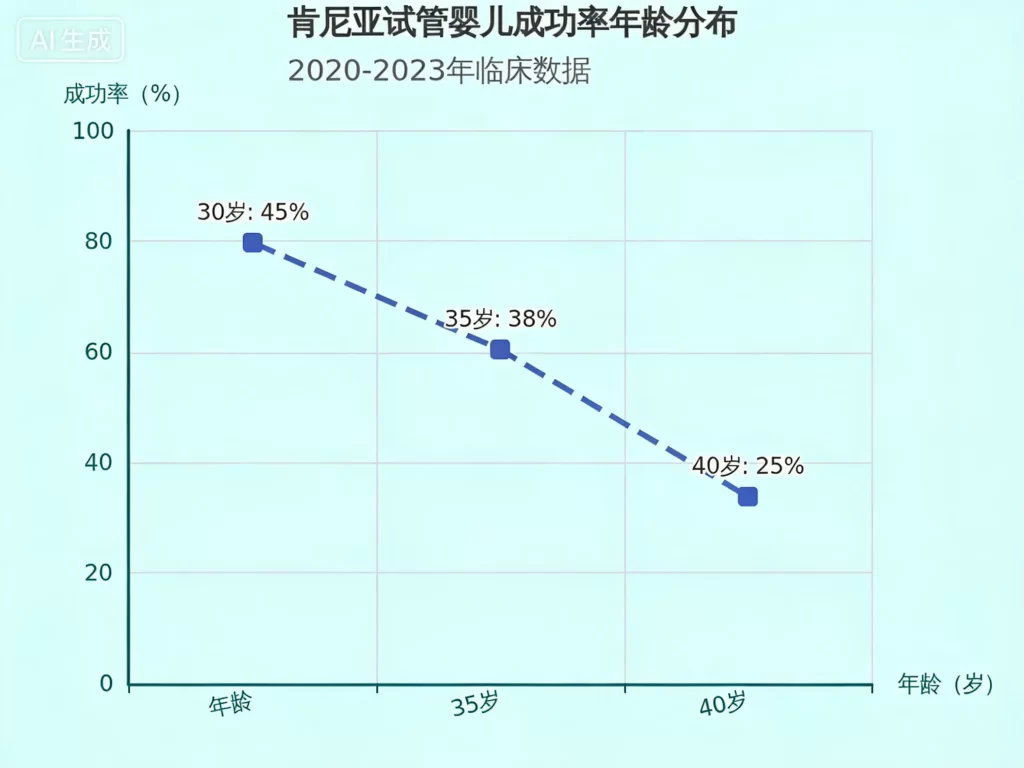 肯尼亚试管婴儿成功率年龄分布折线图