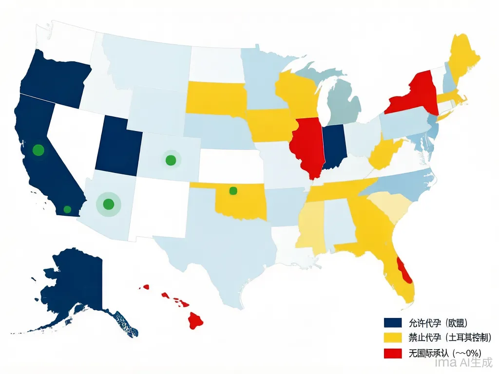 美国代孕法律州级地图