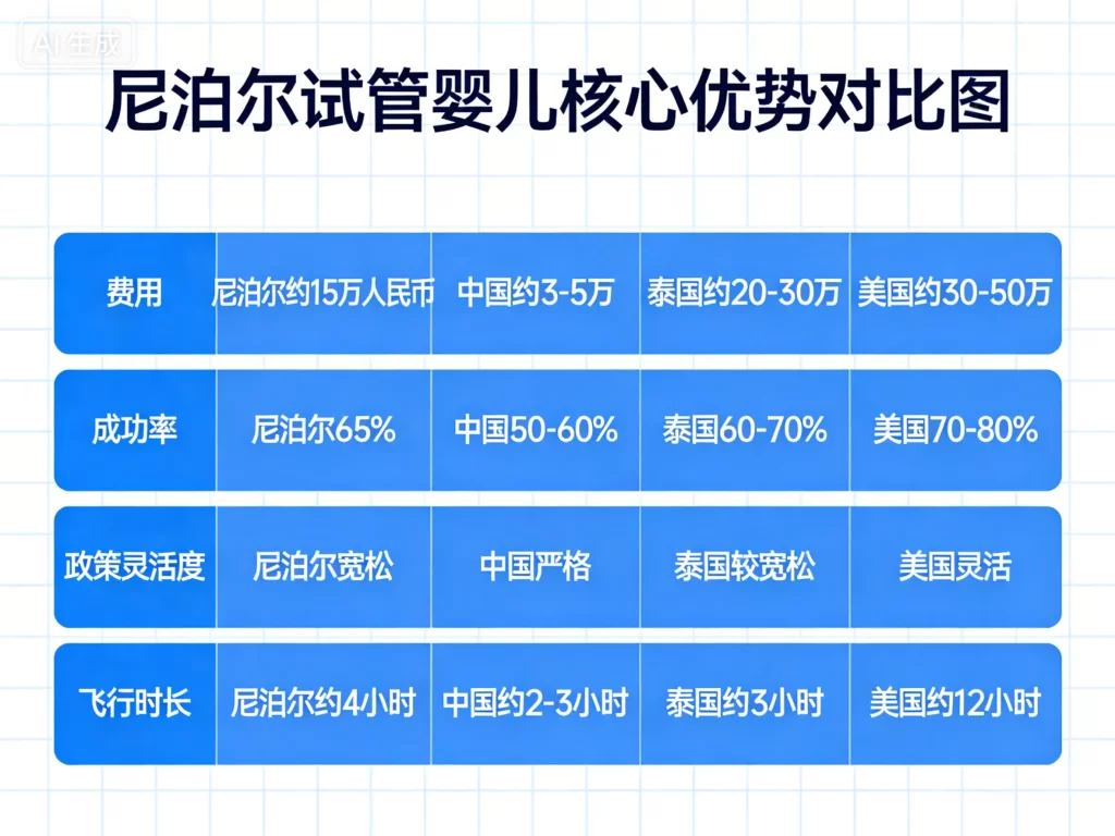 尼泊尔试管婴儿核心优势对比图