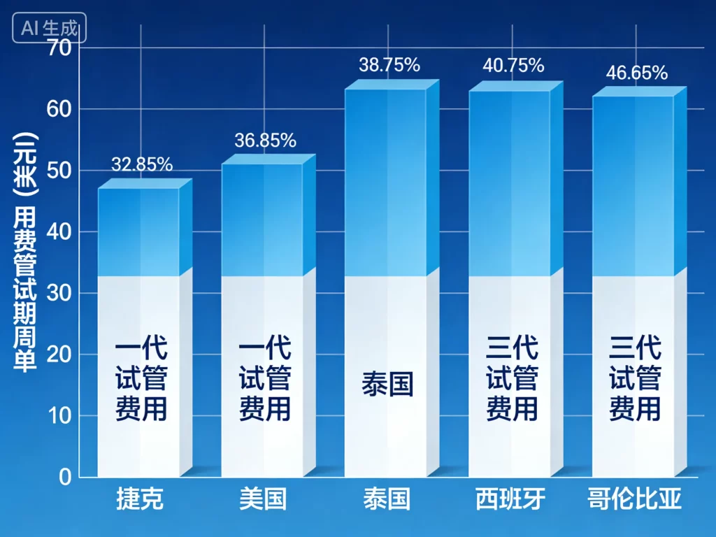 捷克试管婴儿费用对比柱状图