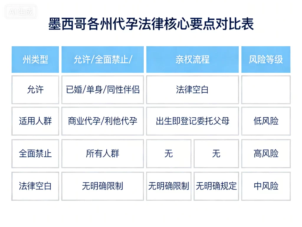 墨西哥各州代孕法律核心