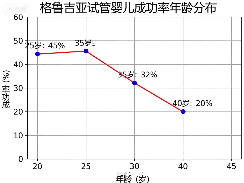 格鲁吉亚试管婴儿成功率年龄分布折线图
