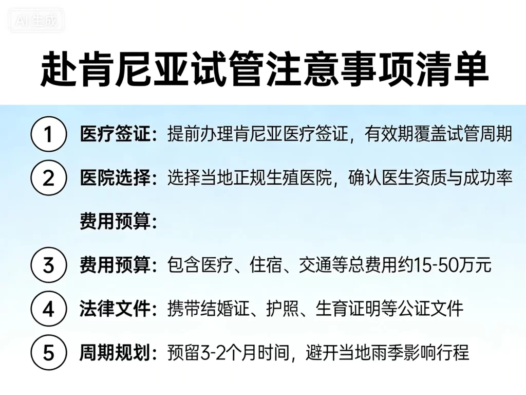 赴肯尼亚试管注意事项清单图