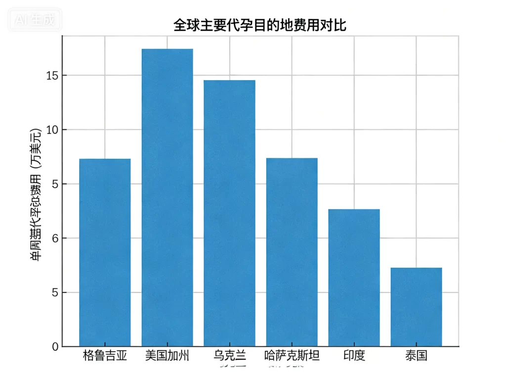 全球主要代孕目的地费用对比