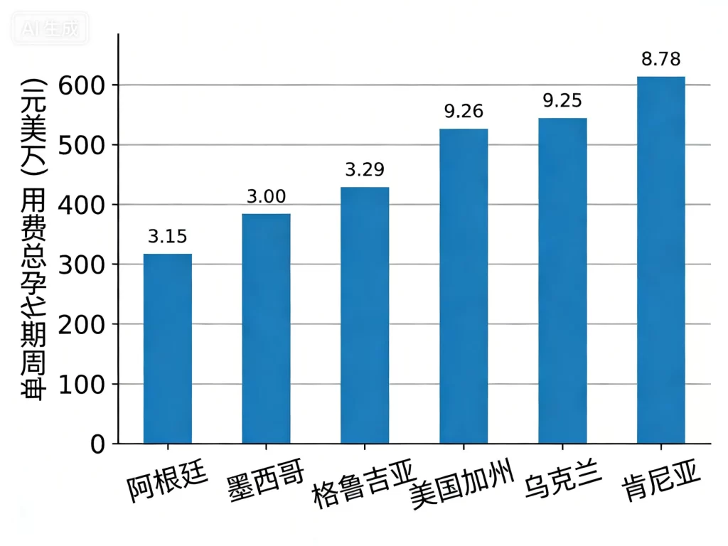全球主要代孕目的地费用对比