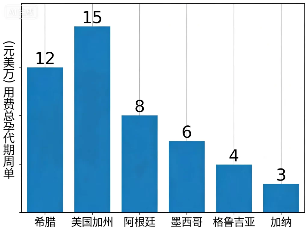 全球主要代孕目的地费用