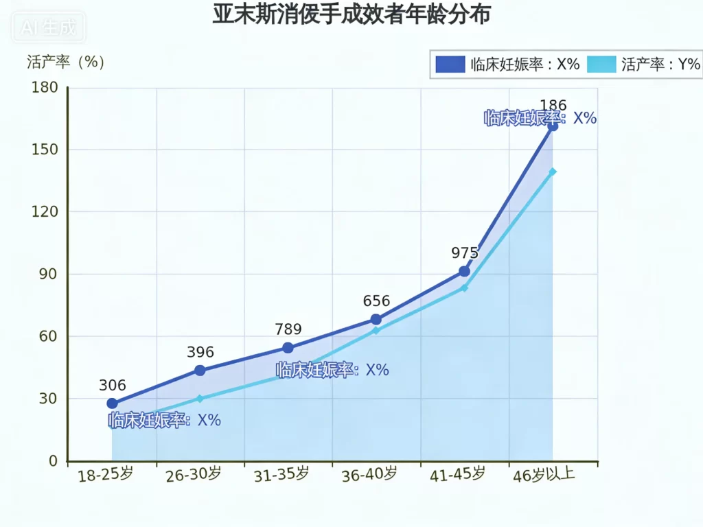 尼泊尔试管婴儿成功率年龄分布折线图