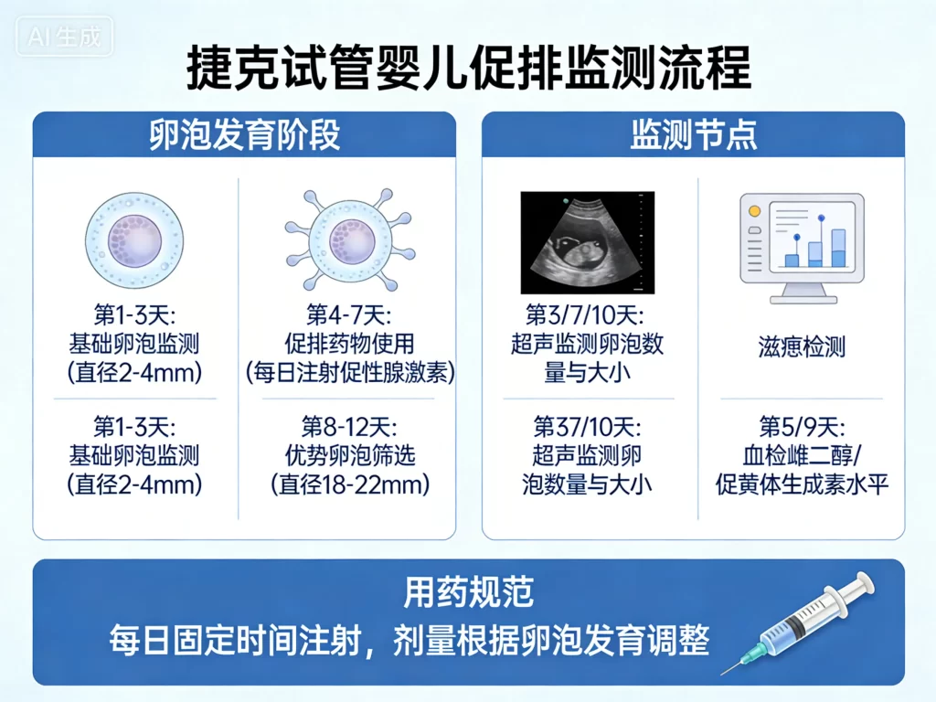 捷克试管婴儿促排监测流程示意图