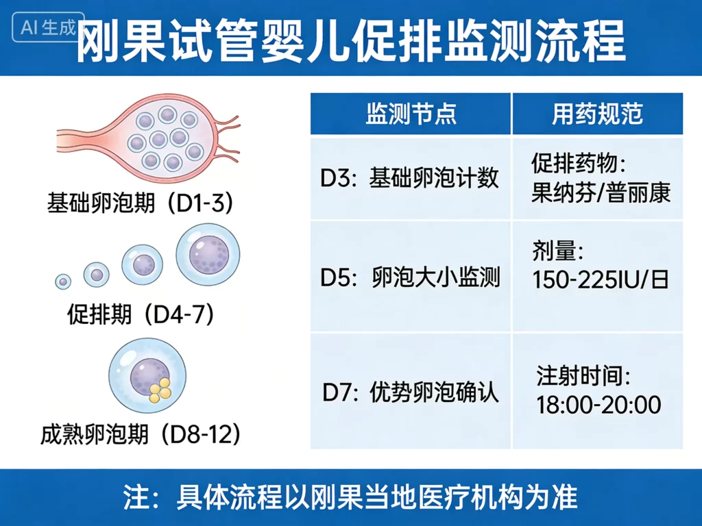 刚果试管婴儿促排监测流程示意图
