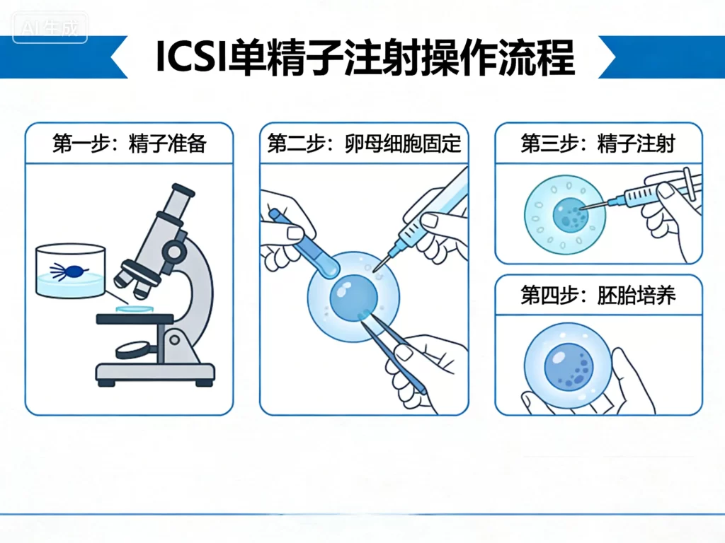 ICSI 单精子注射操作示意图