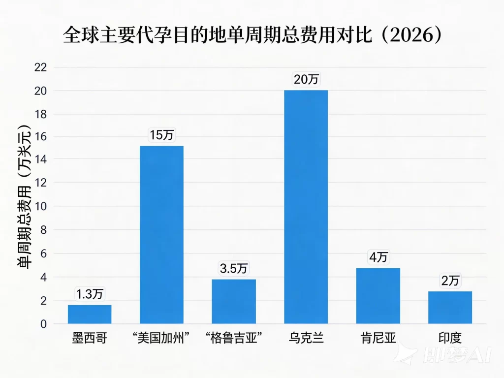 全球主要代孕目的地费用对比