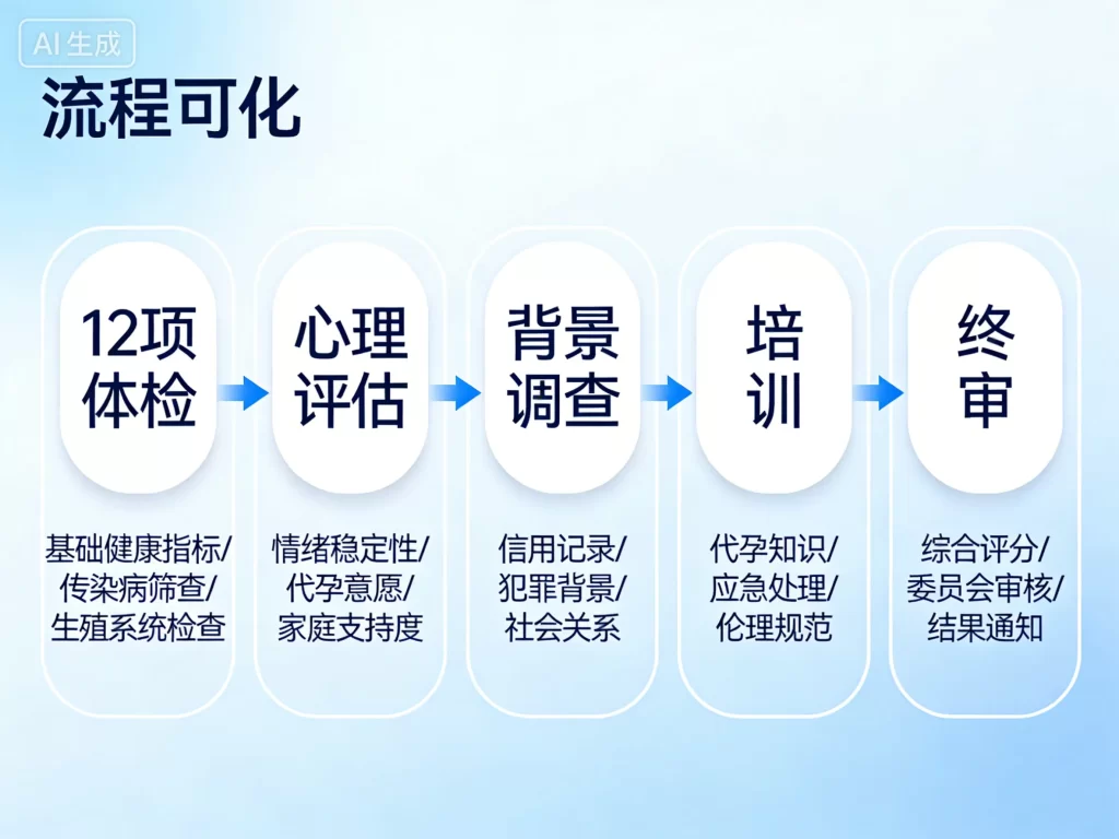 美国代母筛选标准流程图