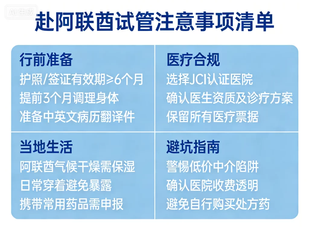 赴阿联酋试管注意事项清单图