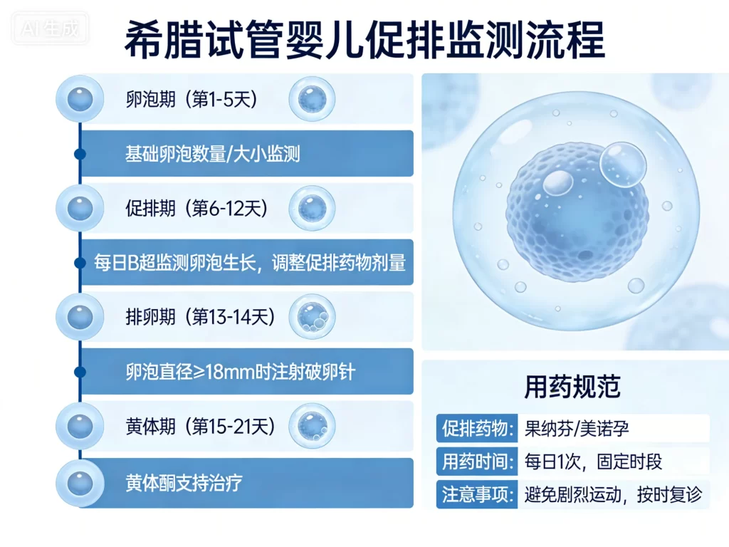 希腊试管婴儿促排监测流程示意图