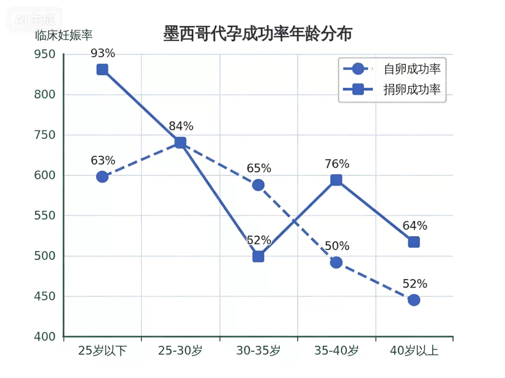 墨西哥代孕成功率年龄分布折线图
