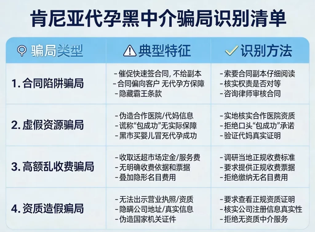 肯尼亚代孕黑中介常见骗局识别清单图