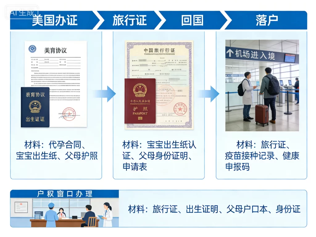 美国代孕宝宝回国落户流程图