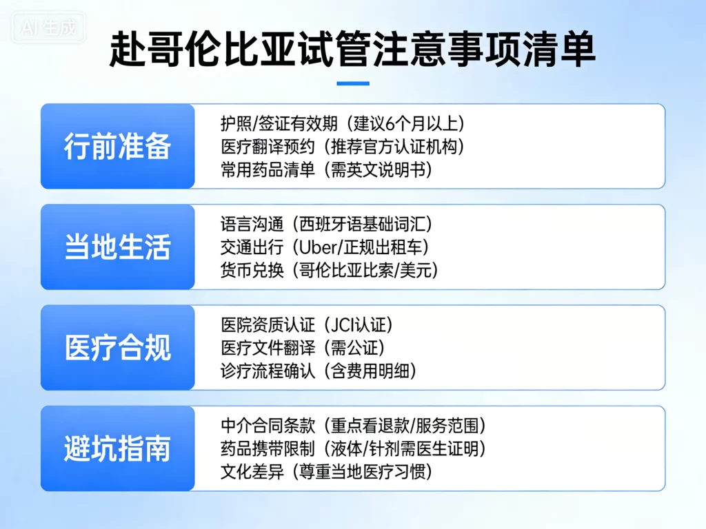 赴哥伦比亚试管注意事项